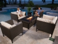 Calais Chat Group with Standard and Luxe seating and Fire Pit, Mocha