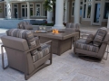 Dover Upholstered Chat Set with Fire Pit, Oyster