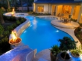 Freeform Pool and Spa with Fire-Bowls
